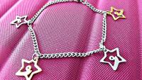 Stainless Steel 2-tone Star Comet Charm Link Chain Bracelet/ Anklet