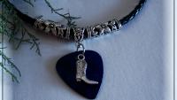 Cowboy Boot Necklace or Choker on Guitar Pick