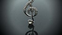 Music G Clef Brooch With Crystal Stones