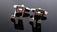 Music Note Cufflinks with Crystal Stones