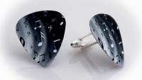 Music Note Guitar Pick Cufflinks - "Night and Day Notes" Design