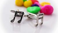 Music Note Cufflinks with Crystal Stones