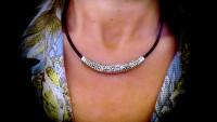 Curved Tube Vintage Antique Silver Choker Necklace