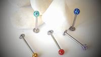 Stainless Steel Labrets With Disco Ball - Choice of length and Colour