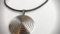 Dome Pendant "Bullseye" Leather Choker