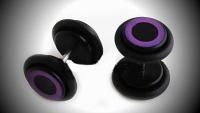 Fake Ear Plug with O Ring - Stainless Steel Black & Purple