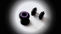 Fake Ear Plug with O Ring - Stainless Steel Black & Purple