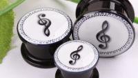 Treble Clef and Notes Ear Plug Expander Tunnel