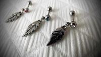 Falling Feather Dangle Cartilage Piercing Earrings