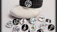 Leather Bracelet with Music Snap Buttons