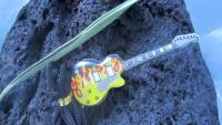 Flashing Guitar Necklace with Flames