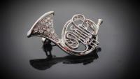 French Horn Brooch Pin