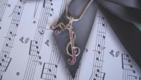 G Clef and Note Necklace with Crystals