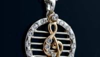 G Clef Staff Music Necklace - 2 Tone Style