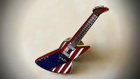 Gibson Explorer Guitar Pin Badge - Union Jack & American Flag