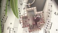 Glass Locket with Music Notes