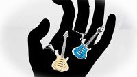 Titanium Guitar Pendants On Ball Chain - Choice of Colour and Chain