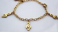 Treble Clef Gold Sandblasted Link Bracelet /Anklet