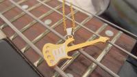 Gold Guitar Pendant  with White Scratch Plate