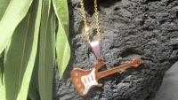 Gold Guitar Pendant  with White Scratch Plate