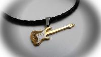 Gold Guitar Pendant  with White Scratch Plate