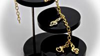 Treble Clef Gold Sandblasted Link Bracelet /Anklet