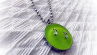 Lemon Green Circle Pendant With Music Notes