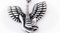 Guitar With Guardian Angel Wing Biker Music Pendant - Customise!