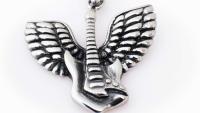 Guitar With Guardian Angel Wing Biker Music Pendant  - Customise!