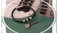 Guitar Dangle Leather & Steel Bracelet - Customisable