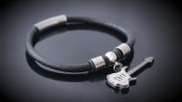 Guitar Dangle Leather & Steel Bracelet - Customisable