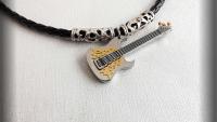 Guitar Pendant 3 tone Stainless Steel with Fancy Scratch Plate