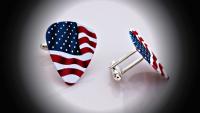 Guitar Pick Cufflinks - British Flag & American Flag - Patriotic Cufflinks