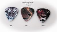 Guitar Pick Adjustable Ring - Lion or Tiger Design!