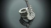 Guitar Ring in Stretch Crystal
