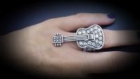 Guitar Ring in Stretch Crystal