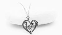 Heart Necklace with Bass and Treble Clef Fusion