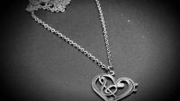 Heart Necklace with Bass and Treble Clef Fusion