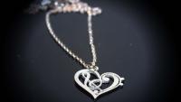 Heart Necklace with Bass and Treble Clef Fusion