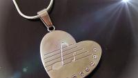 Valentines Heart Pendant in Stainless Steel with Music Note