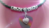 Love Heart On Guitar Pick Choker Necklace "Jazzy Style"