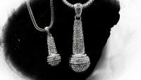 Hip Hop Crystal Microphone necklaces