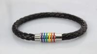 Rainbow Flag Titanium Steel Vintage Leather Bracelet