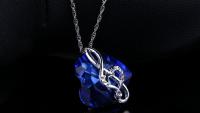 Blue Heart Crystal Music Note Necklace