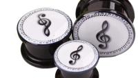 Treble Clef and Notes Ear Plug Expander Tunnel