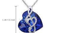 Blue Heart Crystal Music Note Necklace