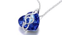 Blue Heart Crystal Music Note Necklace