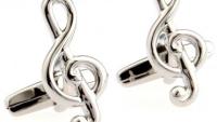 Music Note - Treble Clef Cufflinks - Stainless Steel