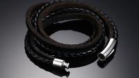 Punk Braided Multi Strand Leather Bracelet with Stainless Steel Clasp