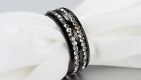 Black Titanium Ring with Double Row Of Crystals